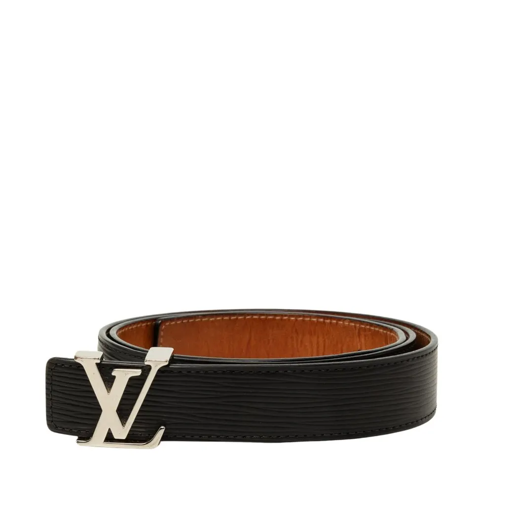 Louis Vuitton Epi LV Initiales Belt Black Leather Good - Front View