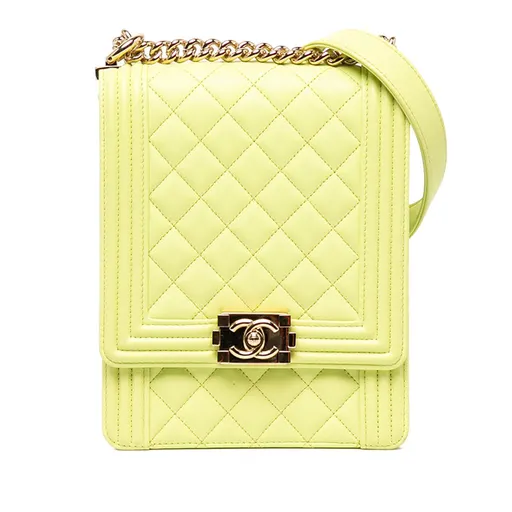 Chanel Quilted Lambskin North South Boy Flap