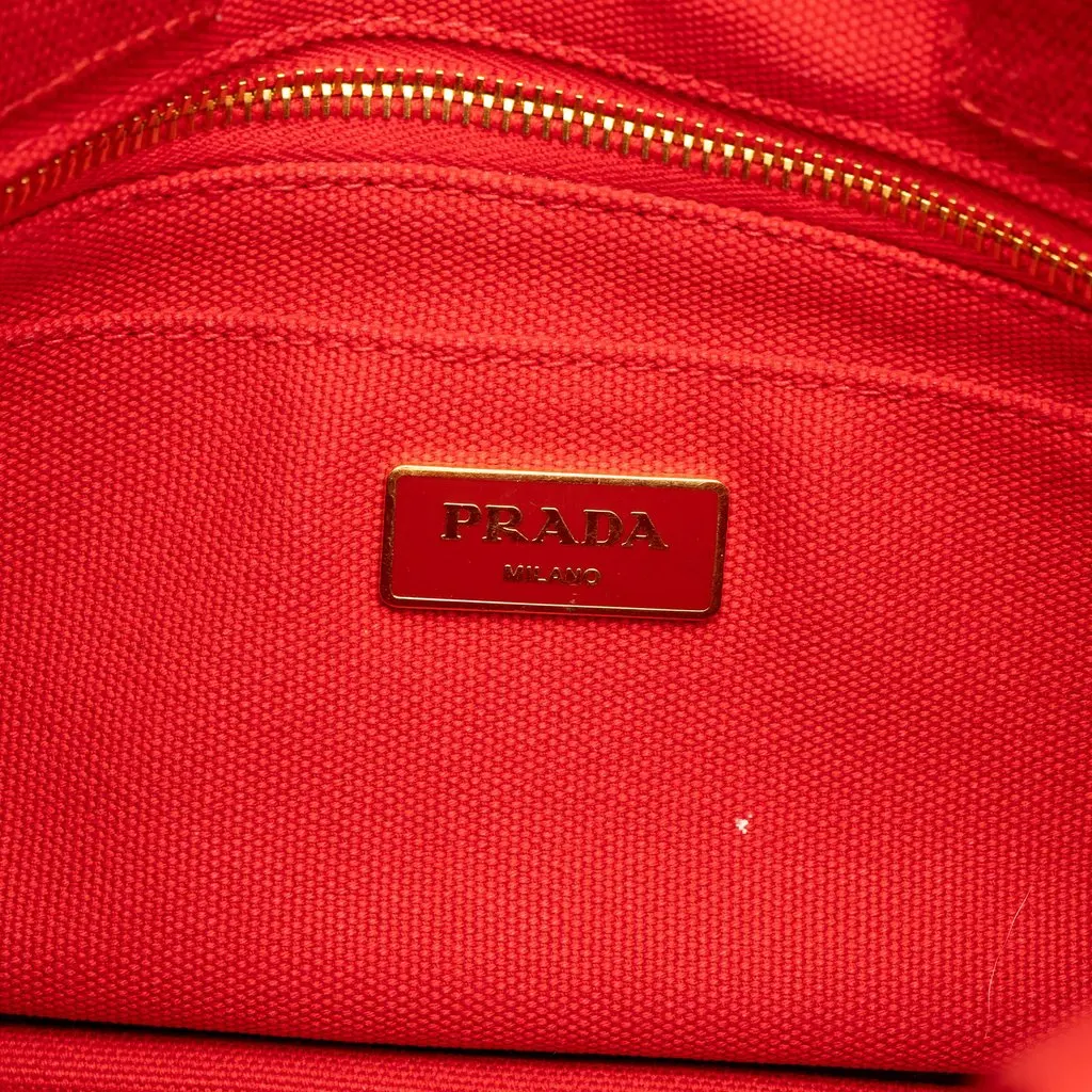 Prada Small Canvas Canapa Logo Tote Red Canvas Very good - Box View