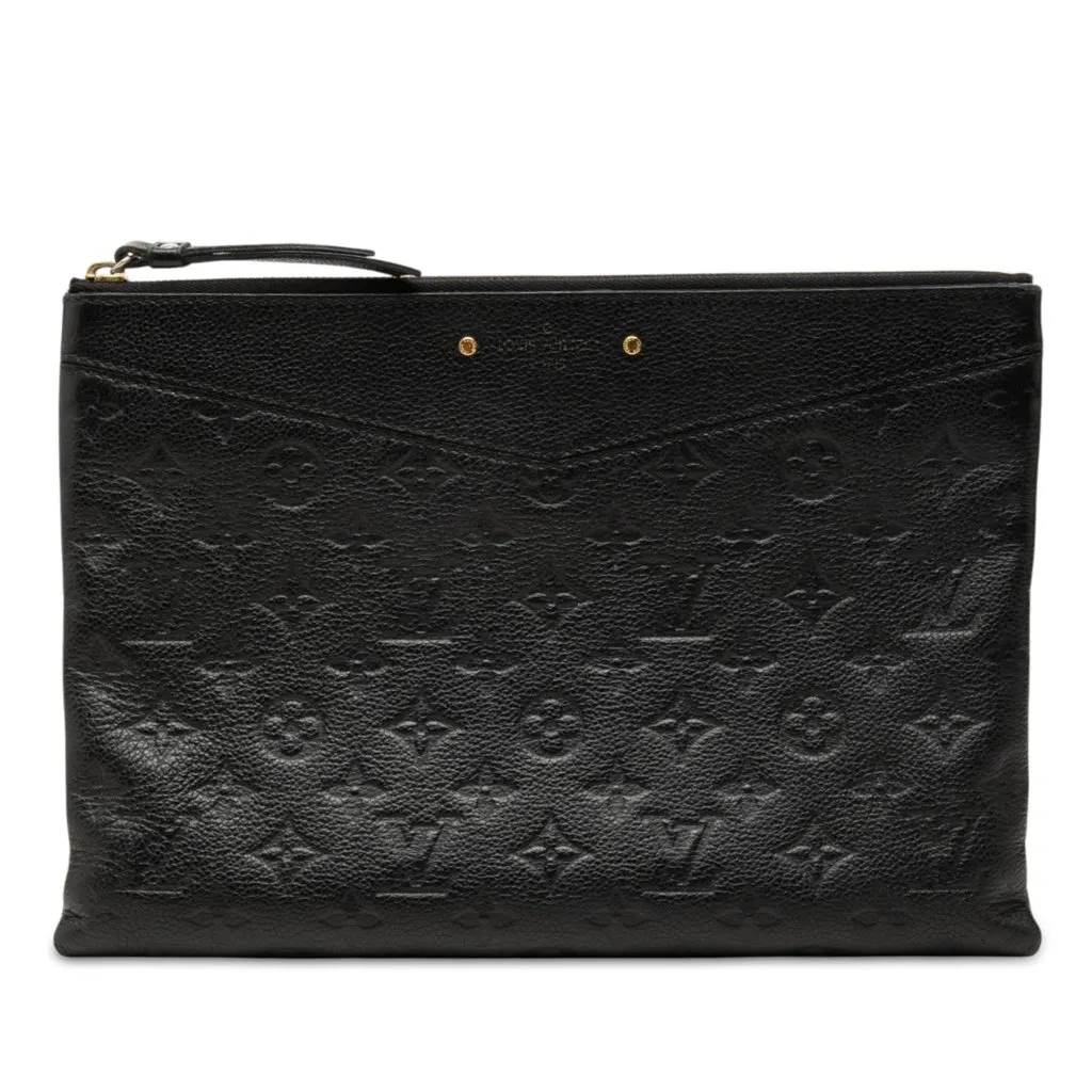 Louis Vuitton Monogram Empreinte Daily Pouch Black Leather Good - Front View