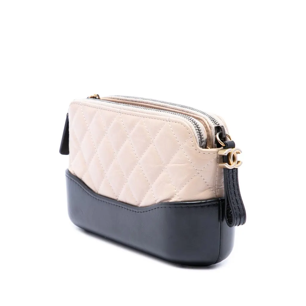 Chanel Bicolor Aged Calfskin Gabrielle Double Zip Clutch with Chain Beige Leather Very good - Back View