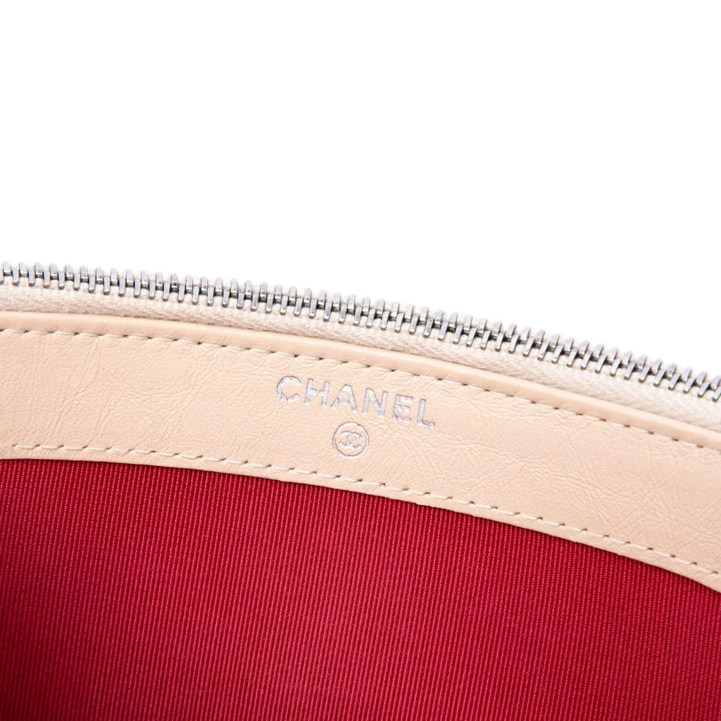 Chanel Bicolor Aged Calfskin Gabrielle Double Zip Clutch with Chain Beige Leather Very good - Box View