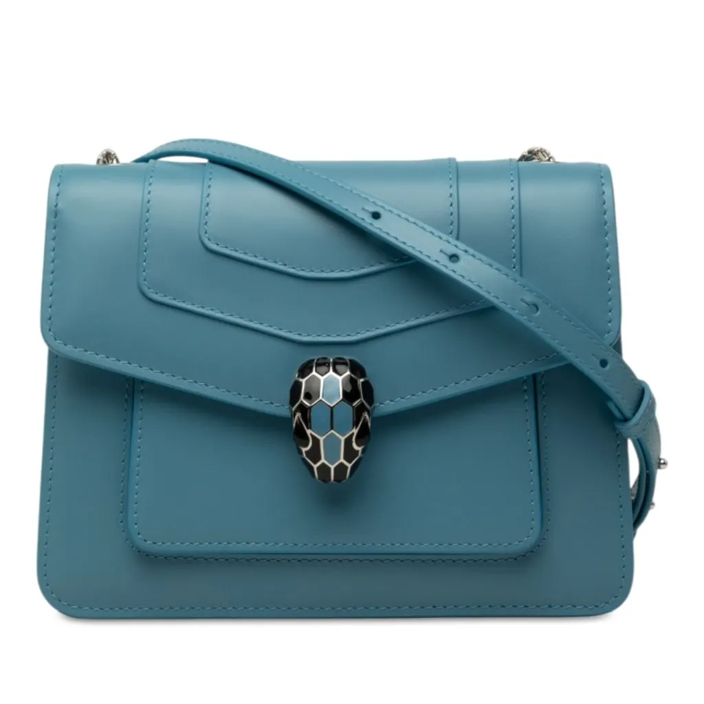 Bvlgari Leather Serpenti Forever Crossbody Blue Leather Very good - Front View