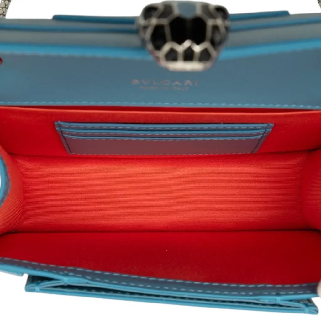 Bvlgari Leather Serpenti Forever Crossbody Blue Leather Very good - Model View