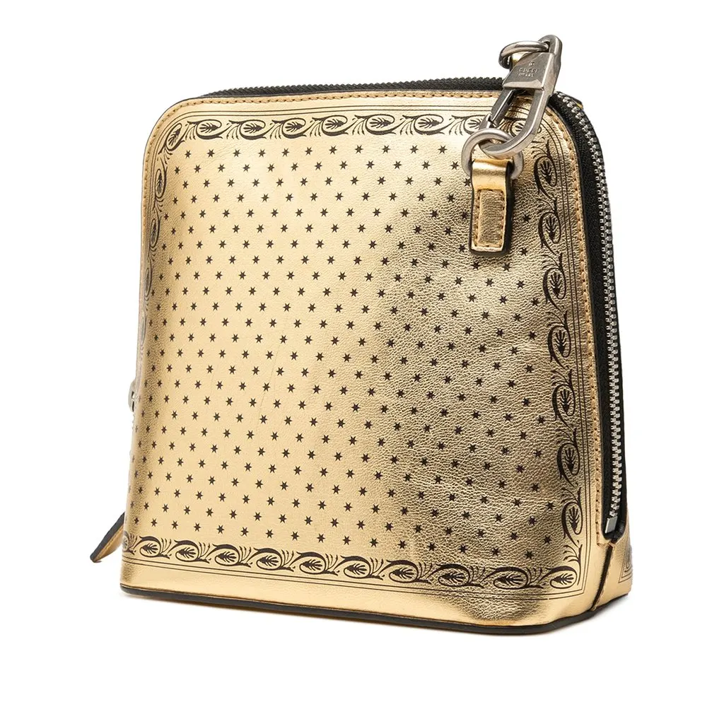 Gucci Mini Calfskin Guccy Sega Crossbody Gold Leather Good - Back View