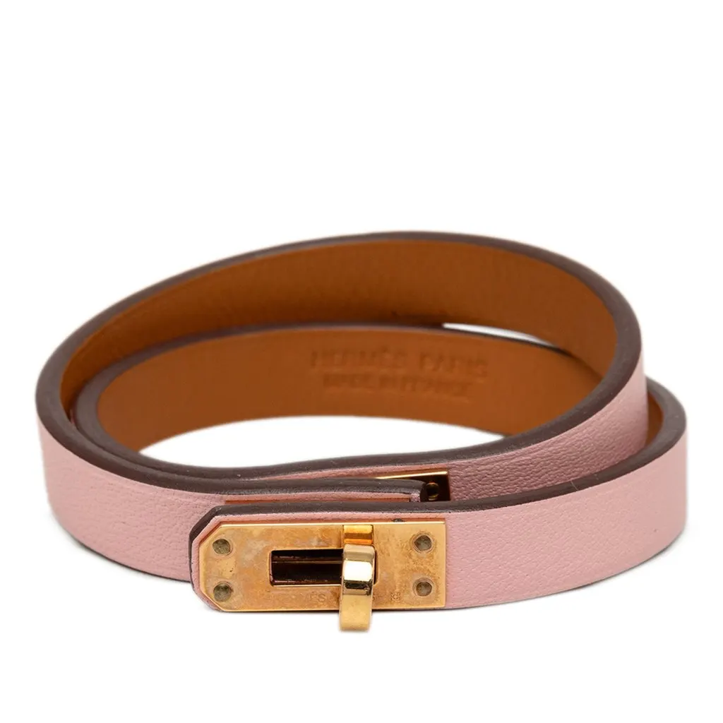 Hermès Swift Kelly Double Tour Bracelet Pink Leather Very good - Front View