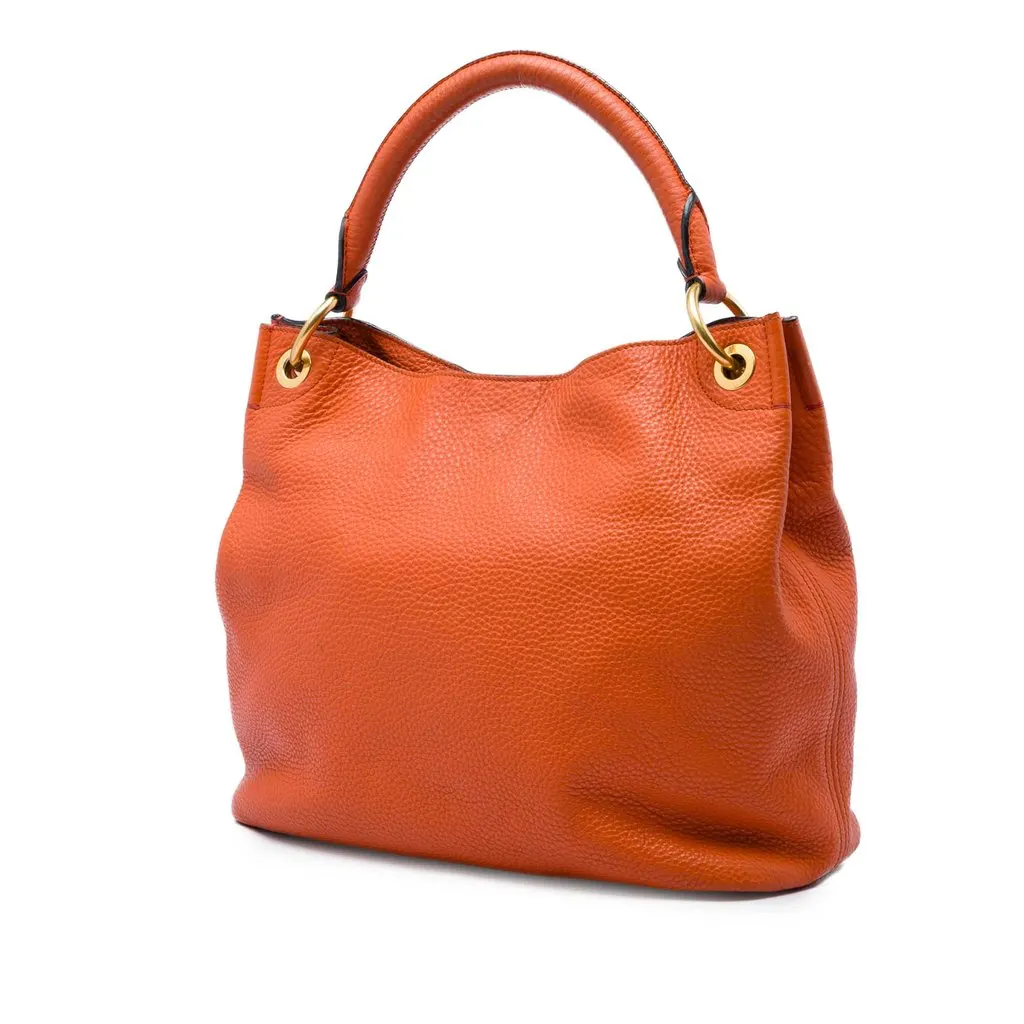 Prada Vitello Daino Hobo Orange Leather Good - Back View