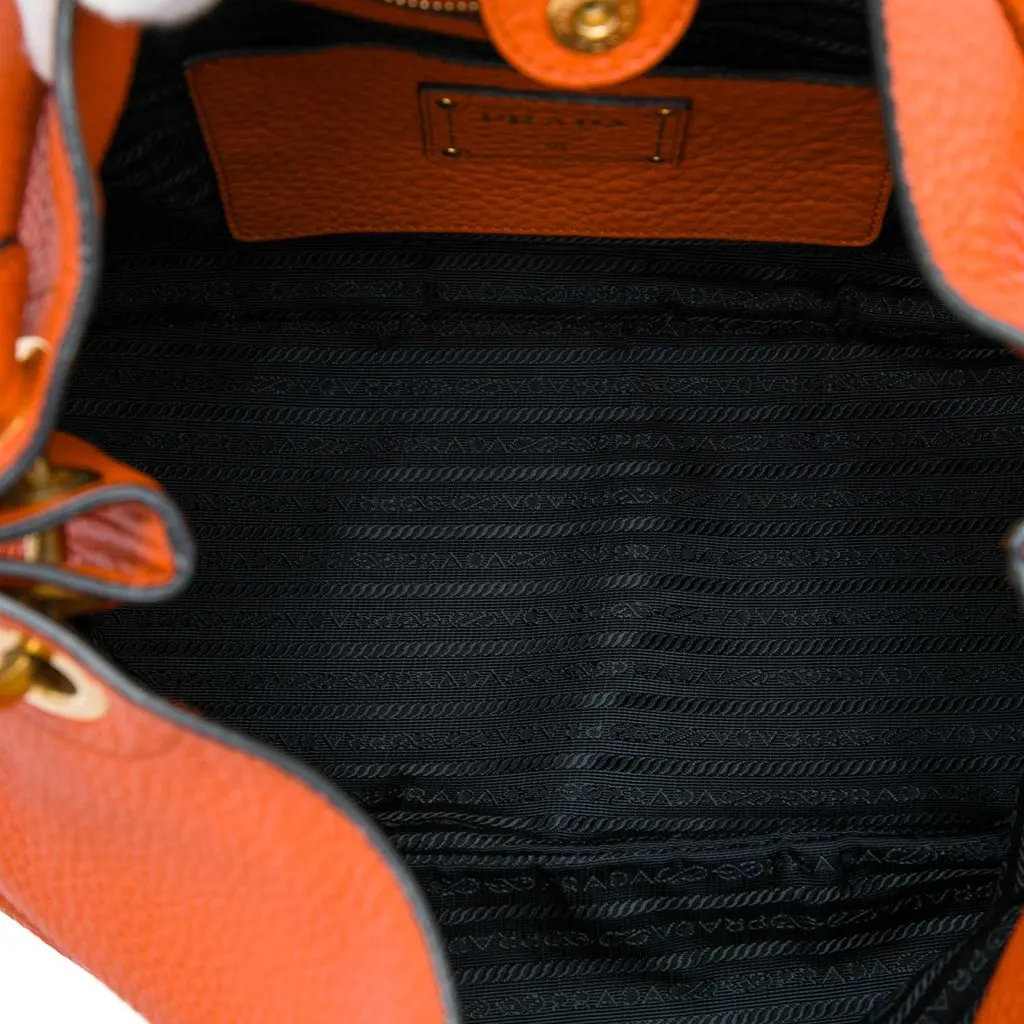 Prada Vitello Daino Hobo Orange Leather Good - Model View