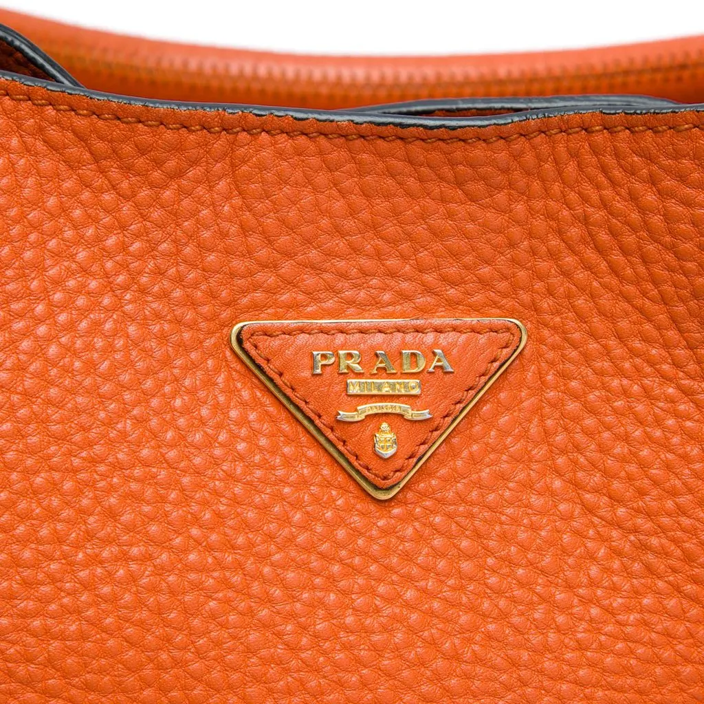 Prada Vitello Daino Hobo Orange Leather Good - Box View