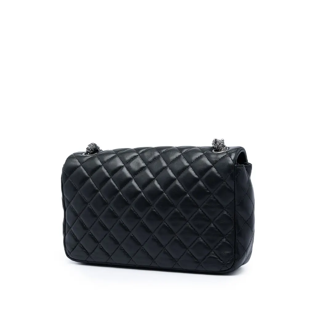 Chanel Medium Quilted Lambskin Westminster Pearl Flap Black Leather Very good - Back View
