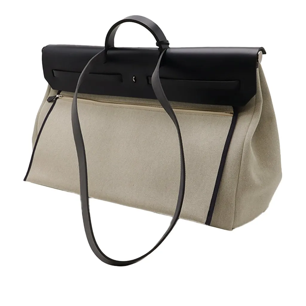 Hermès Toile and Vache Hunter Less is Mors Herbag Zip Cabine 50 Brown Very good - Back View
