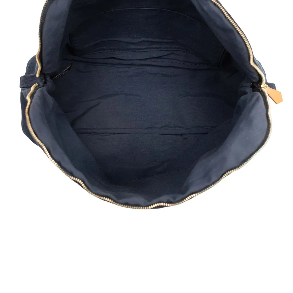 Hermès Toile Bolide Trousse De Voyage Pouch GM Blue Cotton Very good - Model View