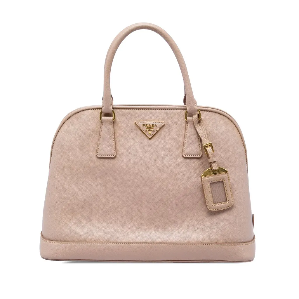 Prada Large Saffiano Lux Open Promenade Satchel Pink Leather Good - Front View