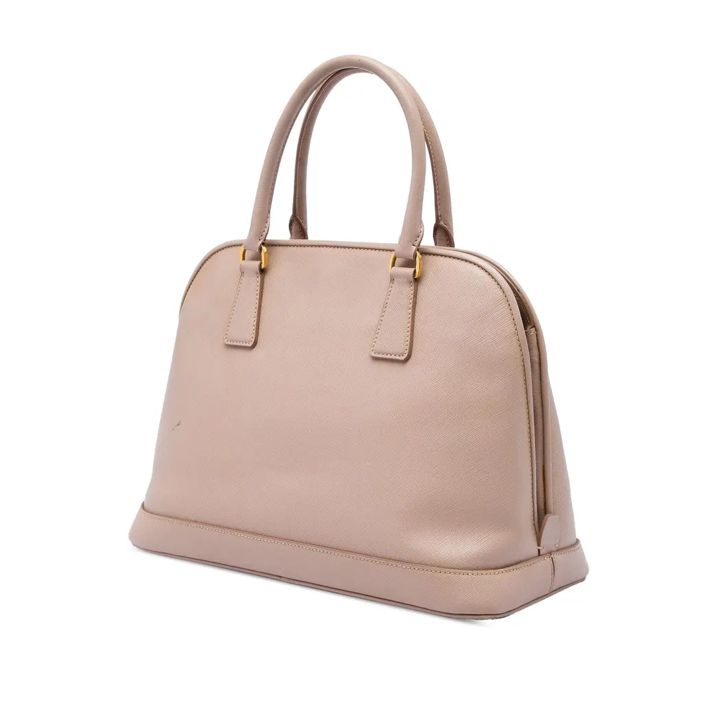 Prada Large Saffiano Lux Open Promenade Satchel Pink Leather Good - Back View