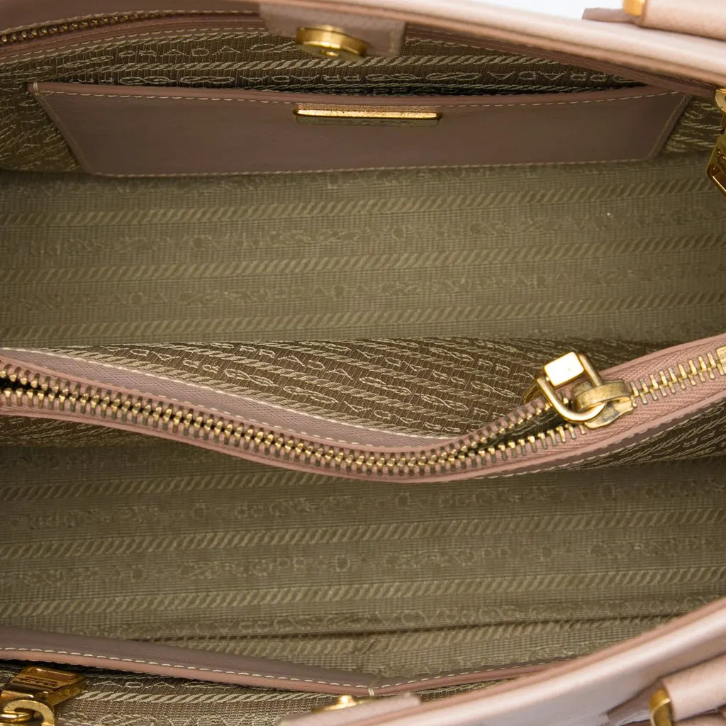 Prada Large Saffiano Lux Open Promenade Satchel Pink Leather Good - Model View