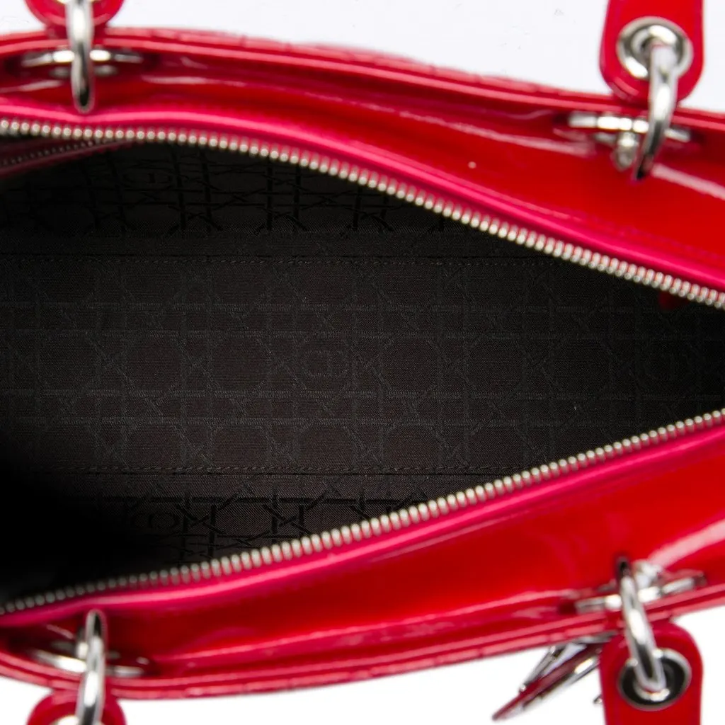 Dior Large Patent Cannage Lady Dior Red Leather Very good - Model View