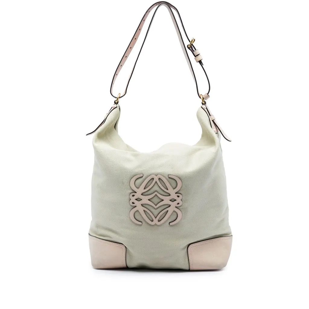 LOEWE Canvas Anagram Shoulder Bag Brown Very good - Front View