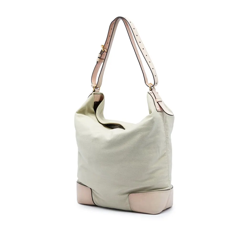 LOEWE Canvas Anagram Shoulder Bag Brown Very good - Back View
