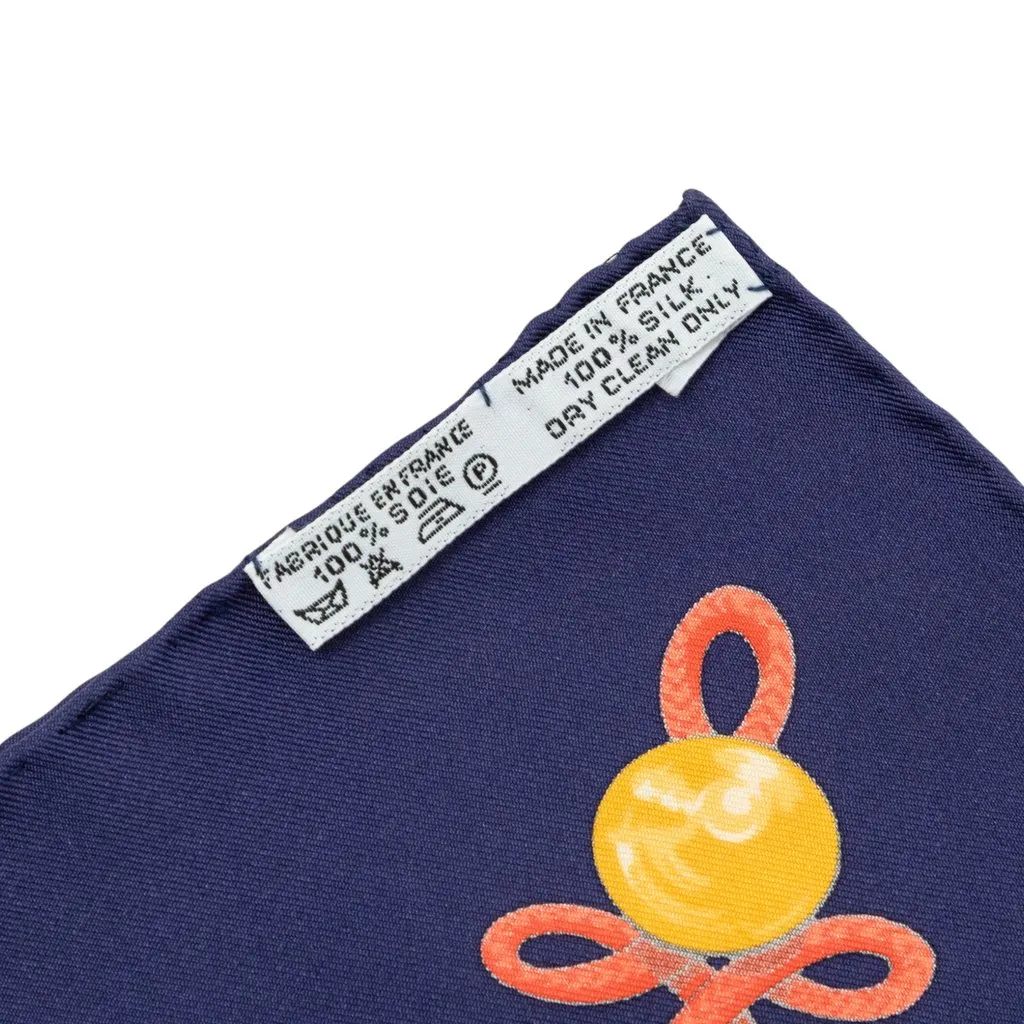 Hermès Brandebourgs Silk Scarf 90 Blue Silk Never worn - Model View