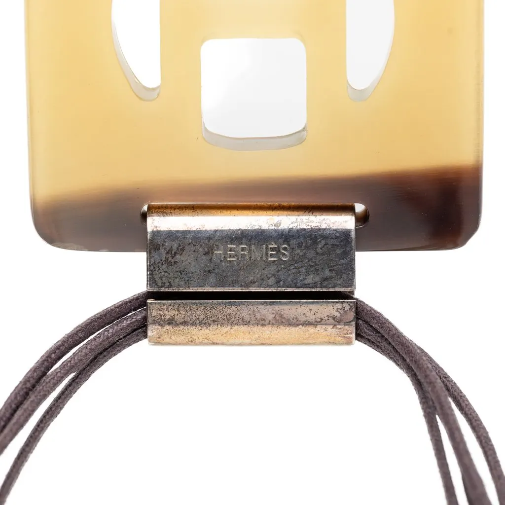 Hermès Buffalo Horn Square Pendant Necklace Brown Very good - Inside View
