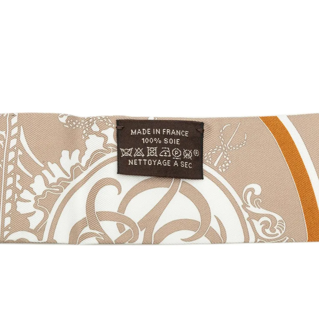Hermès Ex Libris Silk Twilly Scarf Brown Silk Good - Back View