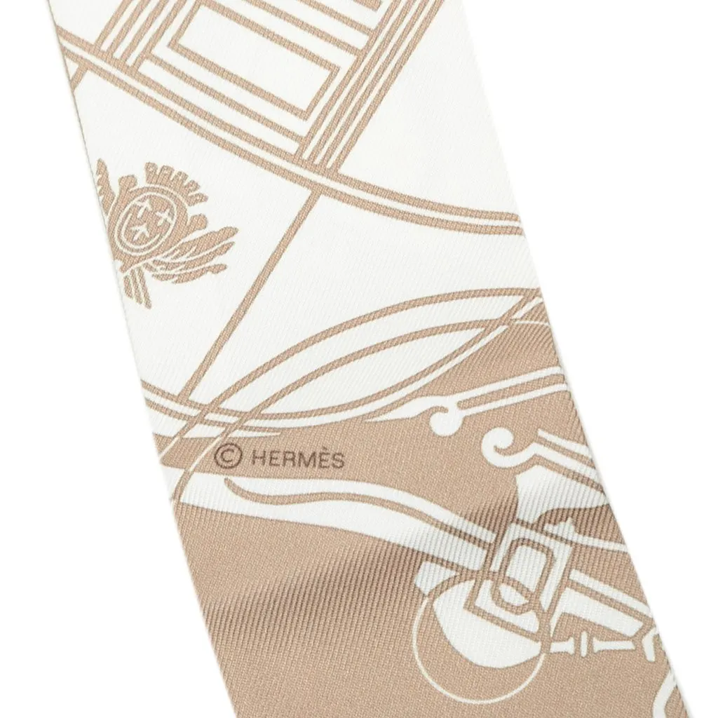 Hermès Ex Libris Silk Twilly Scarf Brown Silk Good - Inside View