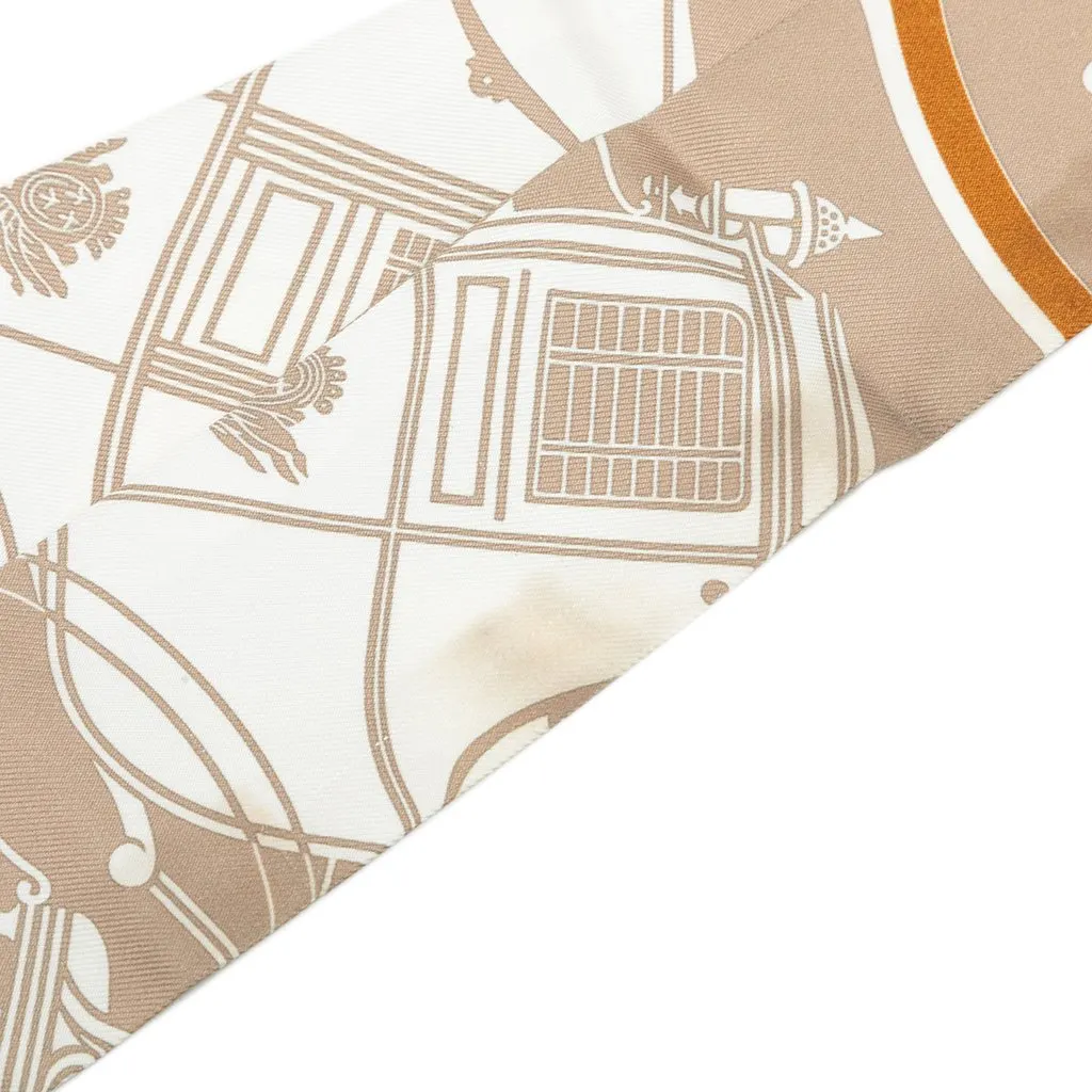 Hermès Ex Libris Silk Twilly Scarf Brown Silk Good - Model View
