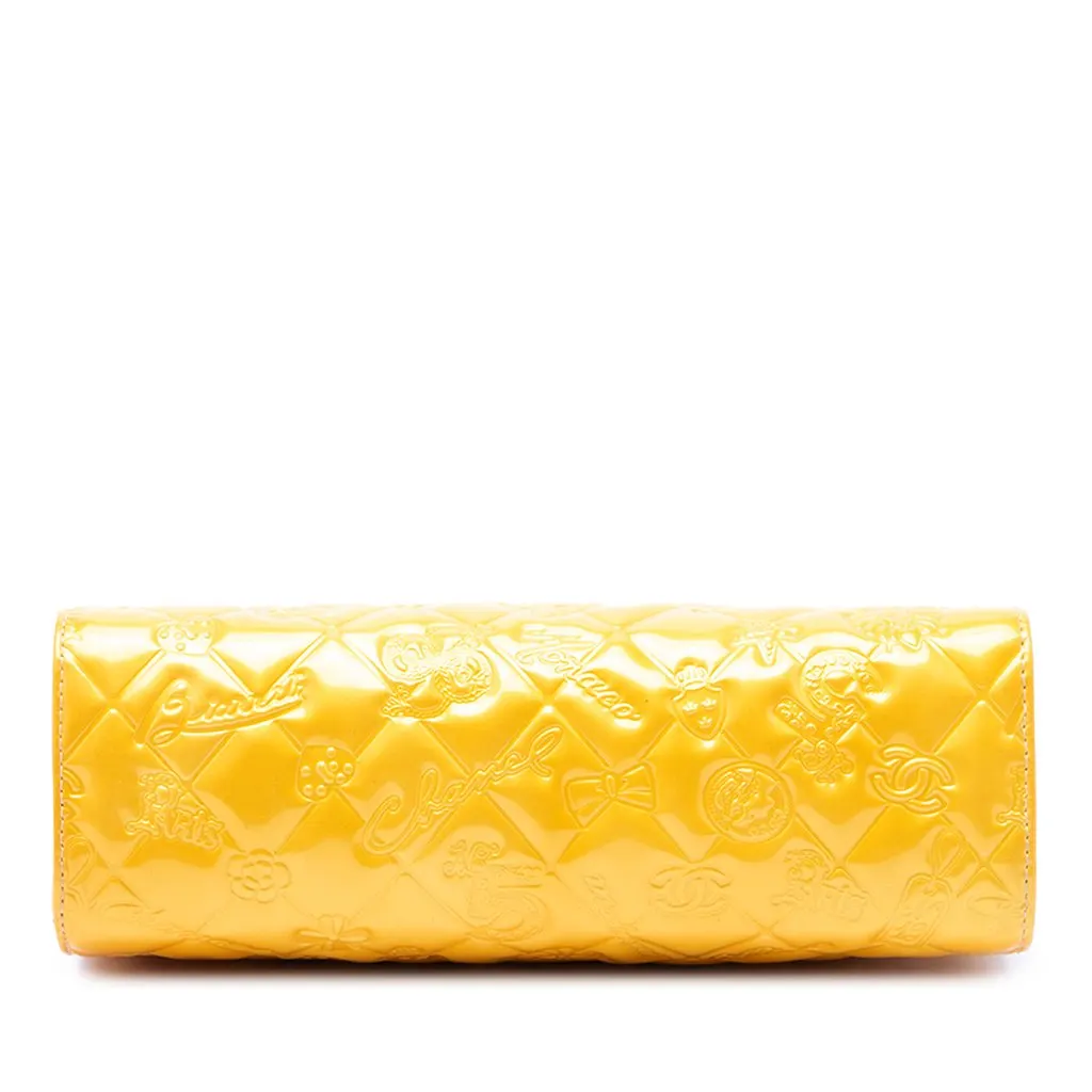 Chanel Quilted Patent Embossed Lucky Symbols Pochette Yellow Leather Very good - Inside View
