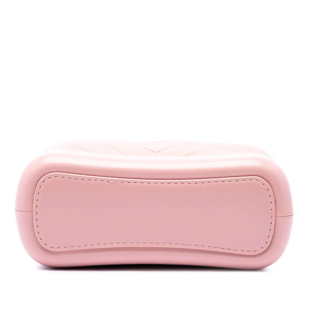 Chanel Small Chevron Aged Calfskin Gabrielle Hobo Pink Leather Very good - Inside View