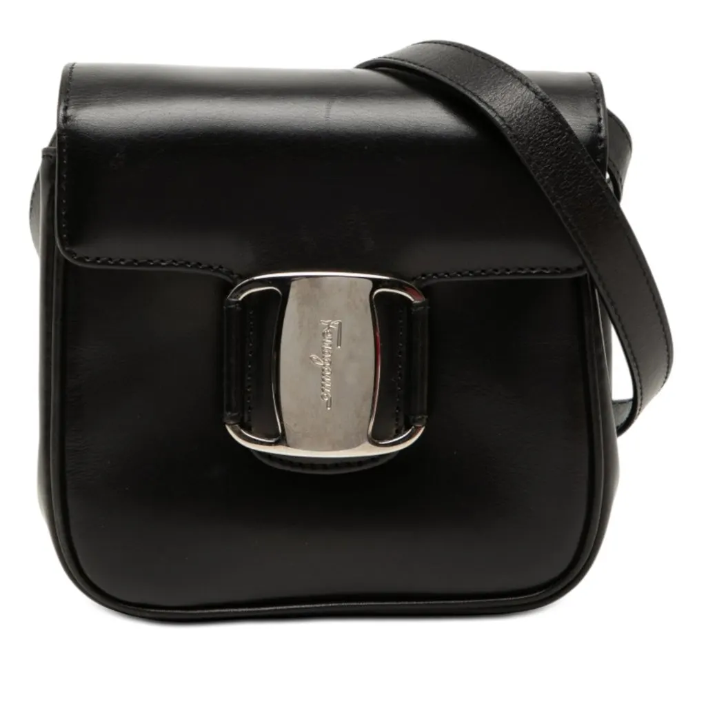 Salvatore Ferragamo Mini Leather Vara Crossbody Black Leather Very good - Front View