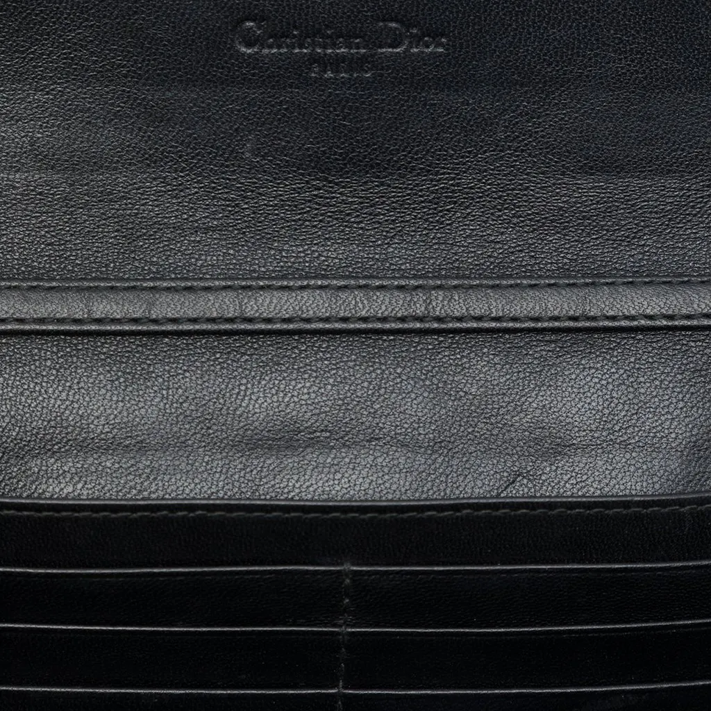 Dior Patent and Lambskin Cannage Lady Dior Wallet On Chain Black Leather Very good - Box View
