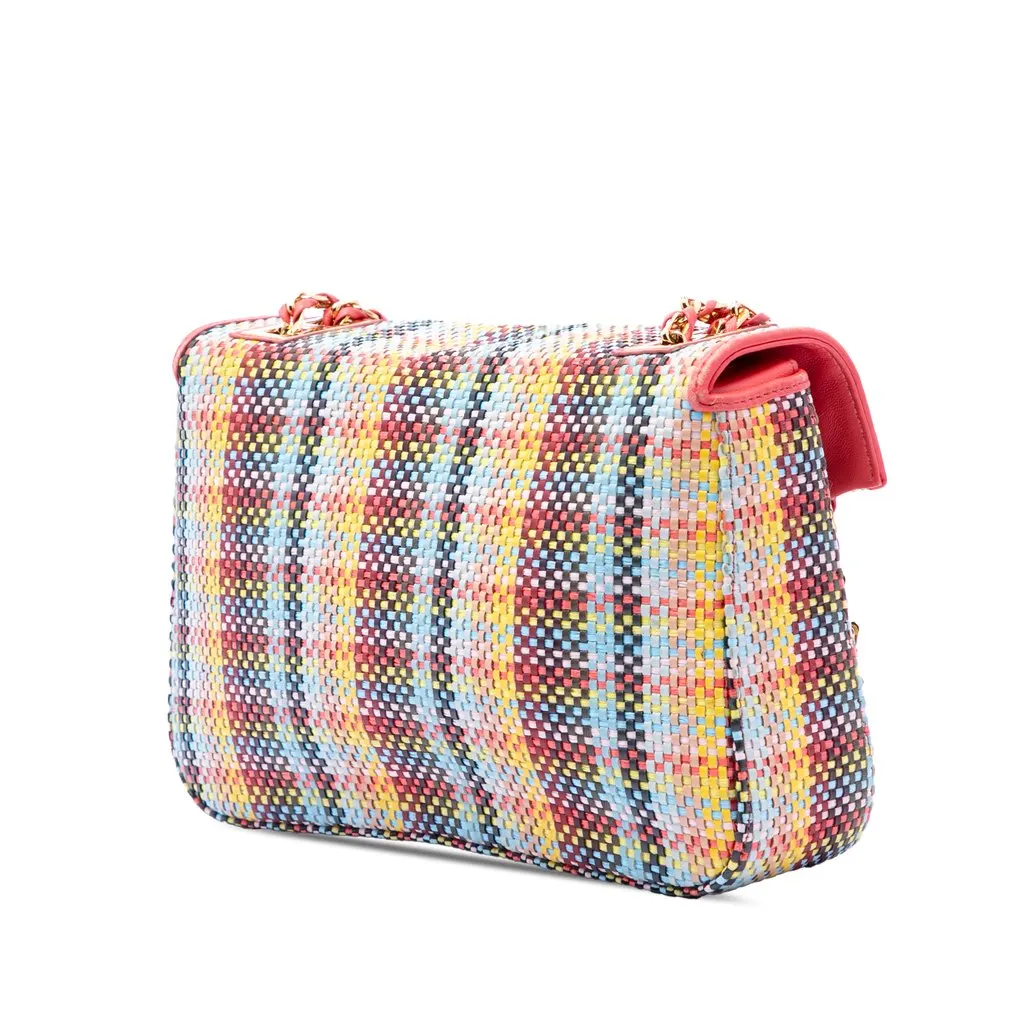 Fendi Multicolor Woven Nappa Be Baguette Crossbody Pink Leather Very good - Back View