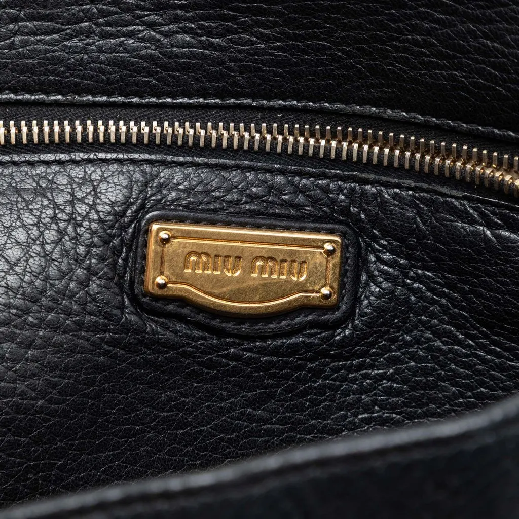 Miu Miu Cervo Deerskin Buckles East West Satchel Black Leather Very good - Box View