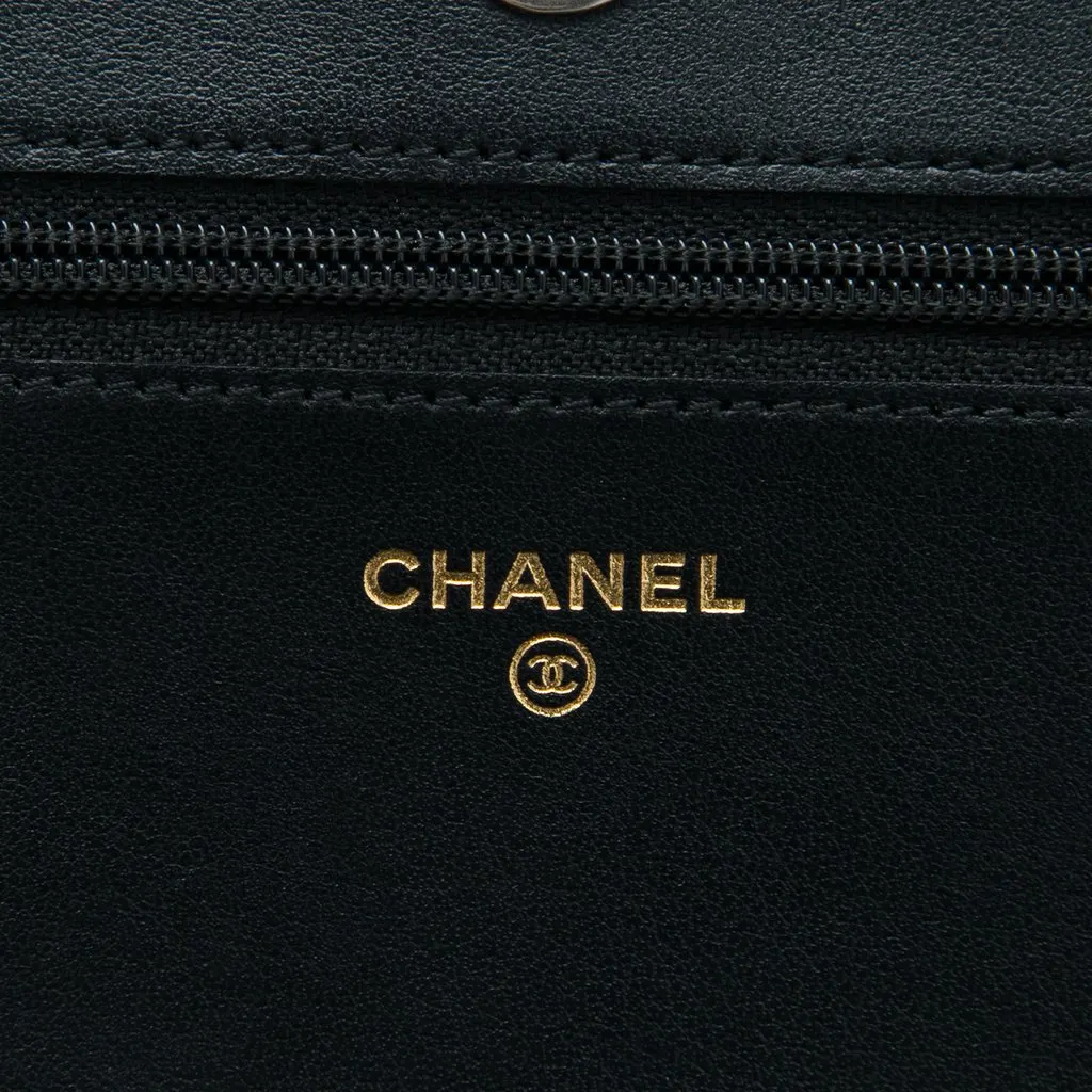 Chanel Quilted Caviar Boy Wallet on Chain Black Leather Very good - Box View