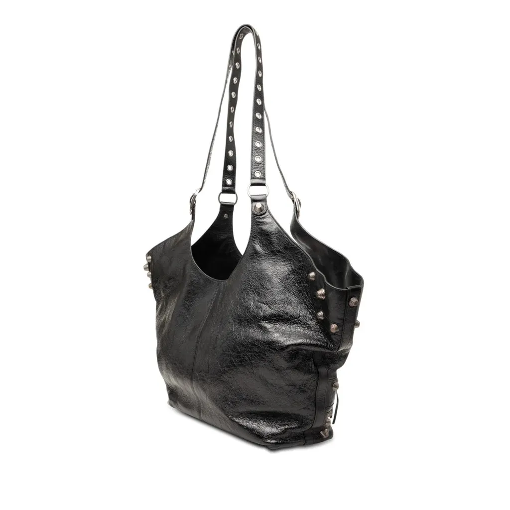 Balenciaga Medium Arena Lambskin Le Cagole Carry All Tote Black Leather Good - Back View
