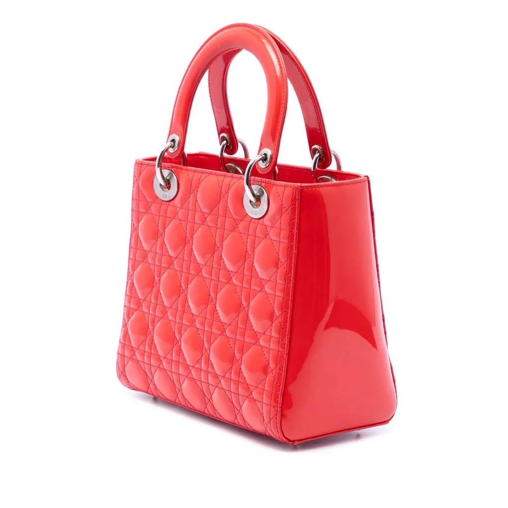 Dior Medium Patent Cannage Lady Dior Red Leather Very good - Back View