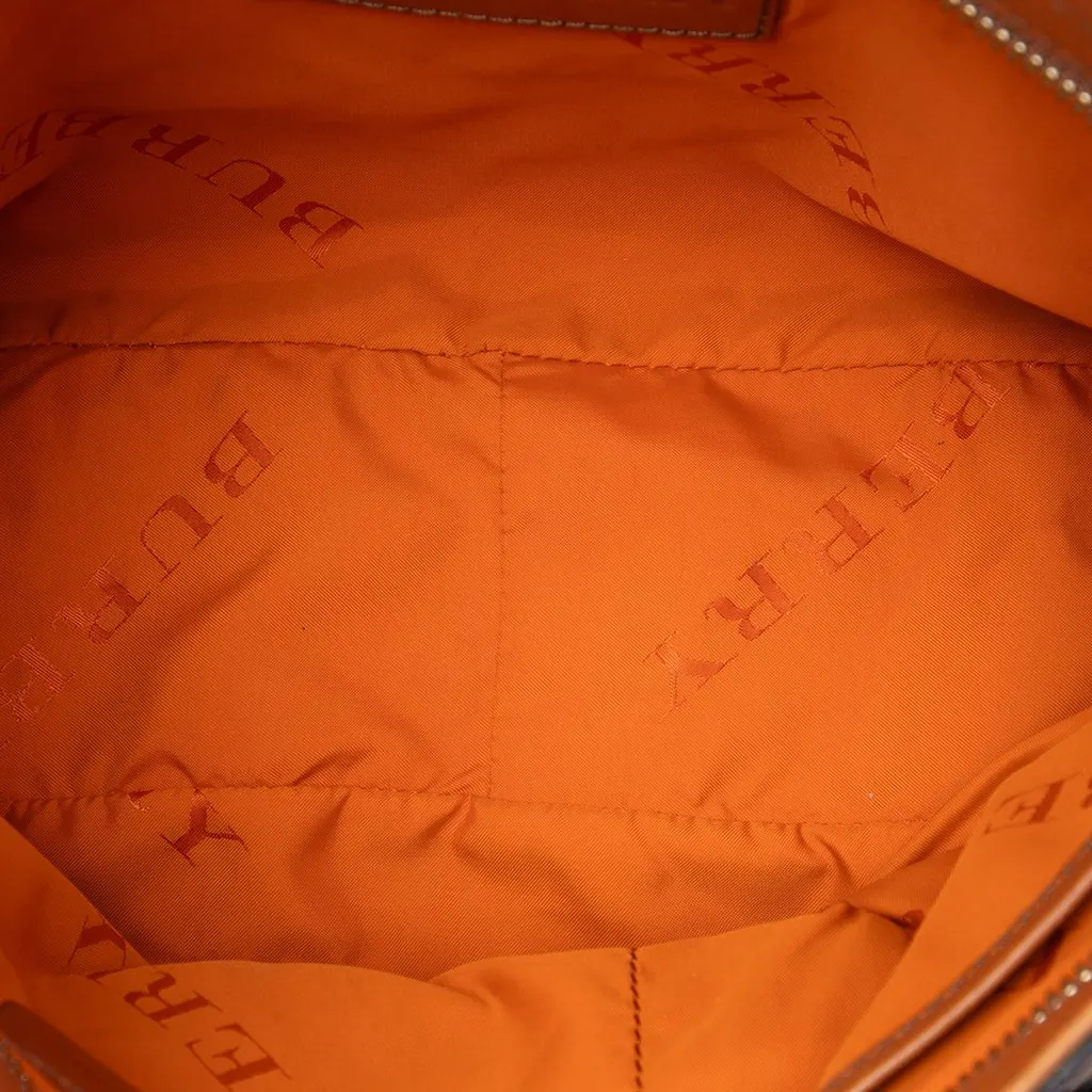 Burberry Mega Check Canvas and Leather Belted Crossbody Brown Very good - Model View