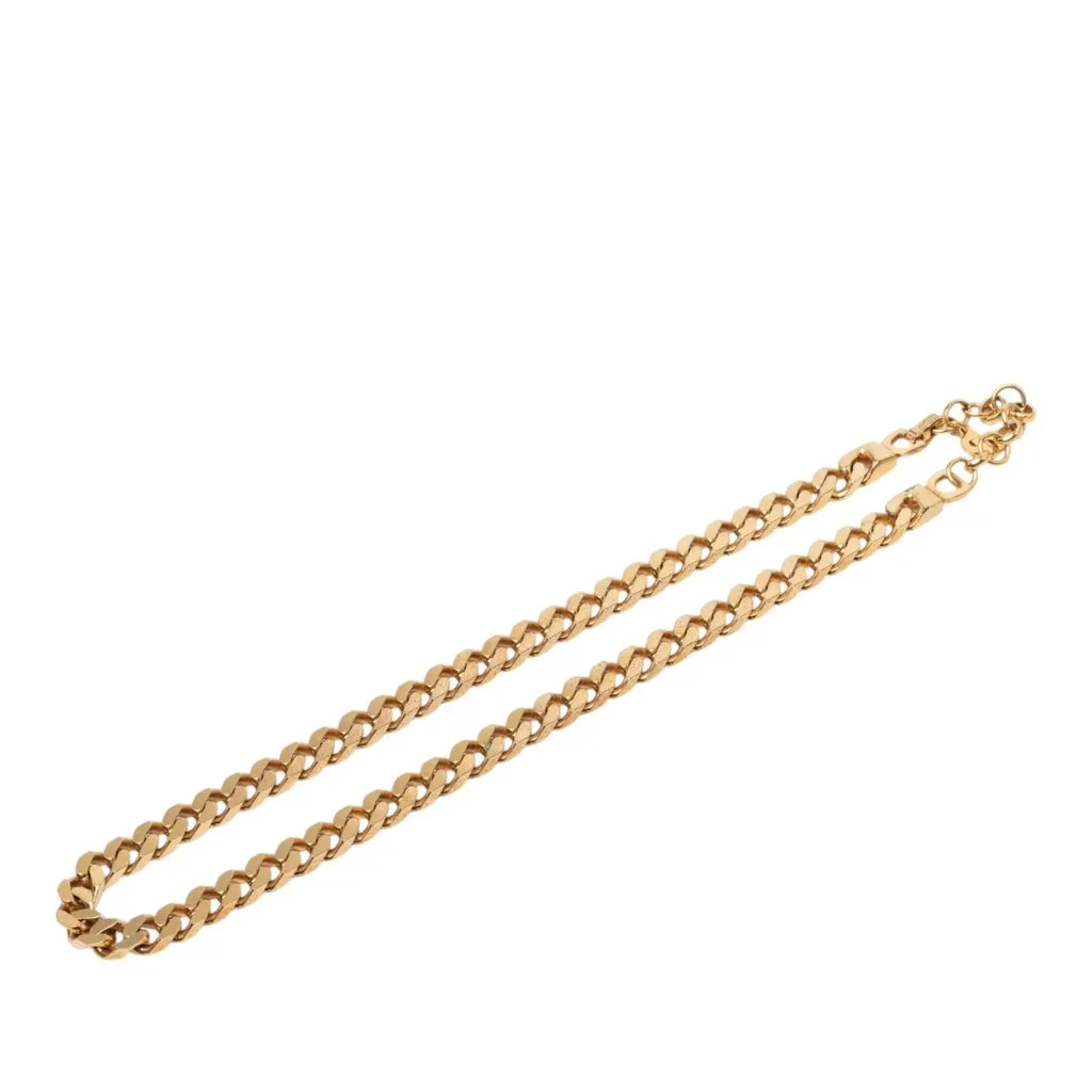 Dior Gold Plated Chain Necklace Gold Metal Very good - Front View