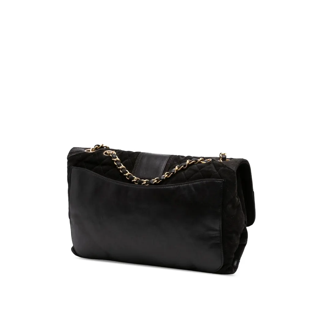Chanel Quilted Suede Union Jack Reissue 2.55 Double Flap 227 Black Leather Very good - Back View