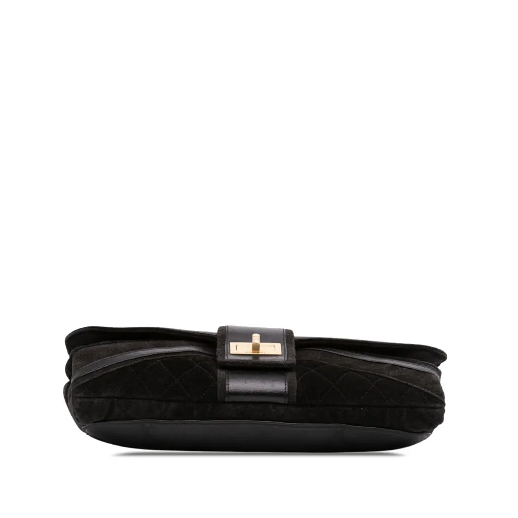 Chanel Quilted Suede Union Jack Reissue 2.55 Double Flap 227 Black Leather Very good - Inside View
