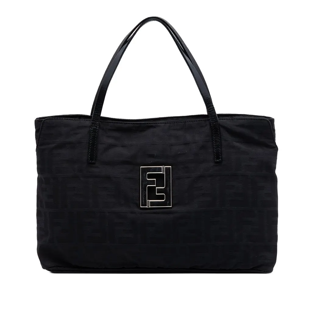 Fendi Zucca Nylon Handbag Black Very good - Front View