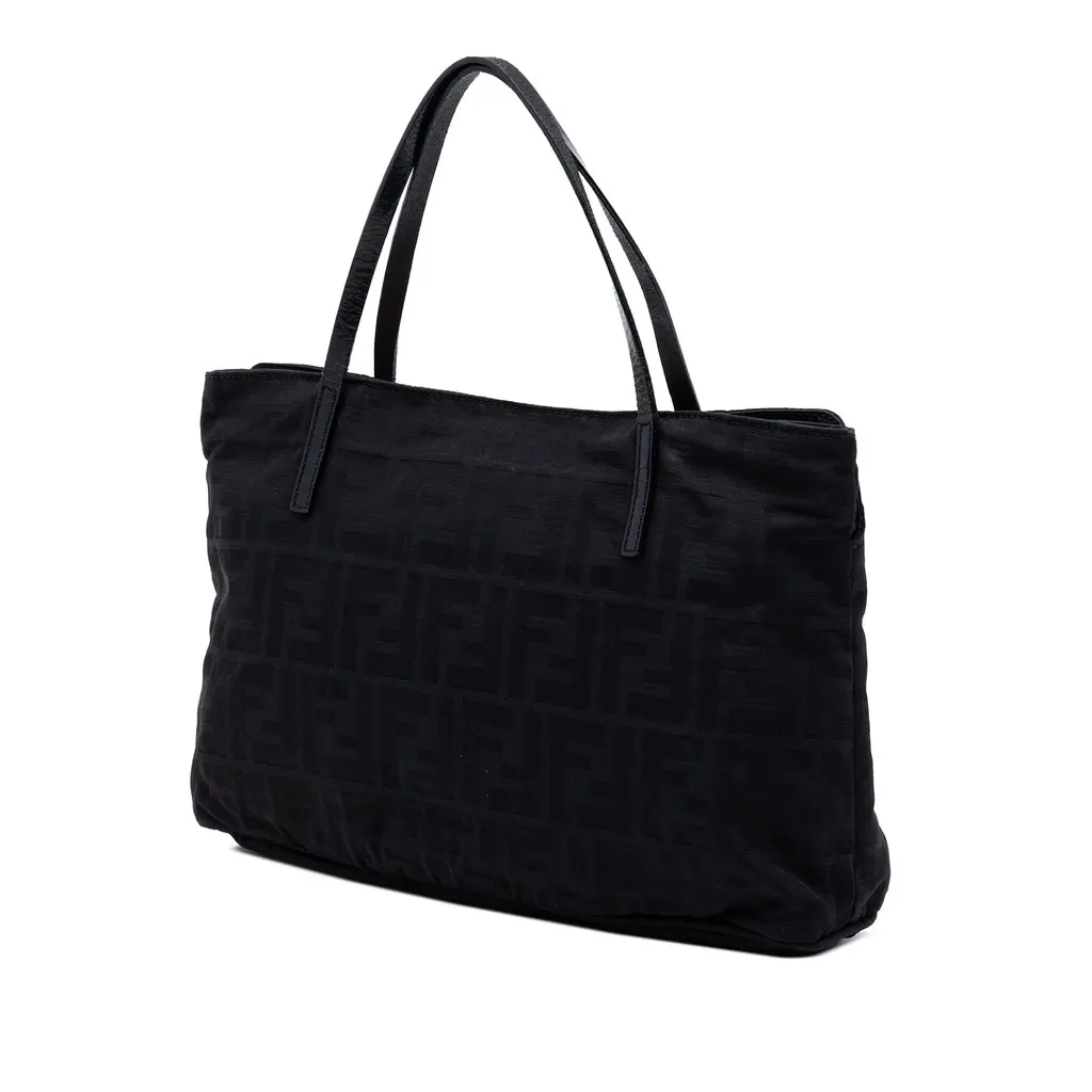 Fendi Zucca Nylon Handbag Black Very good - Back View