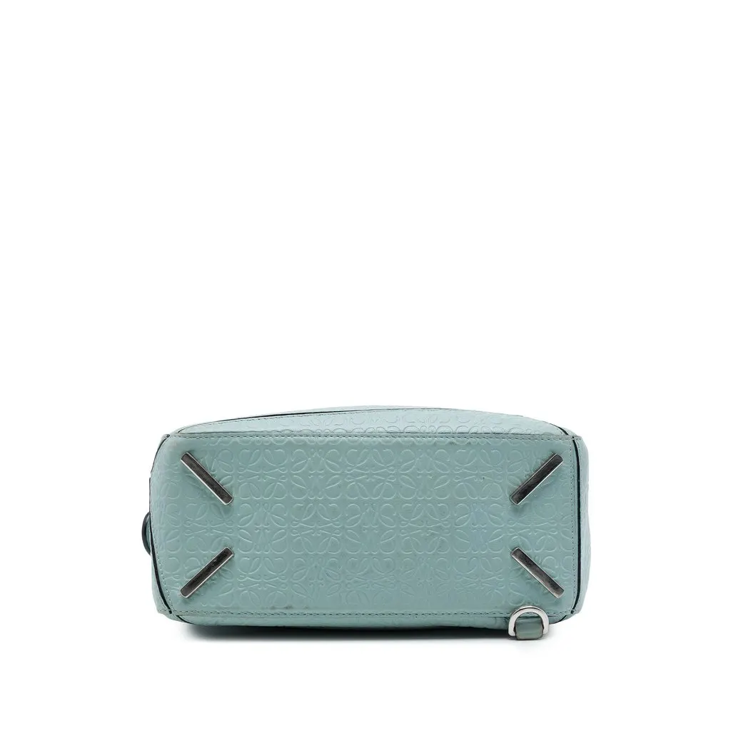 Loewe Small Anagram Embossed Calfskin Puzzle Satchel Blue Leather Good - Inside View