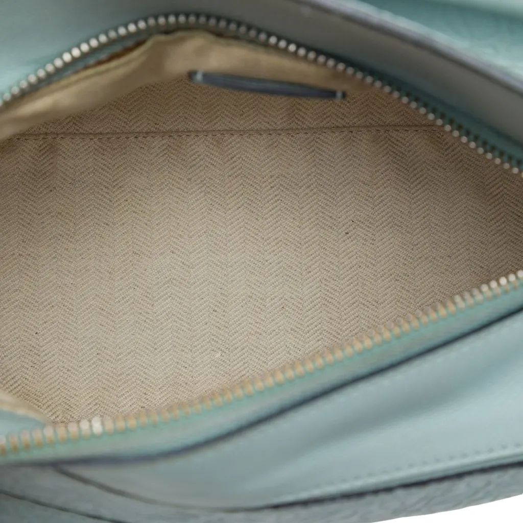 Loewe Small Anagram Embossed Calfskin Puzzle Satchel Blue Leather Good - Model View