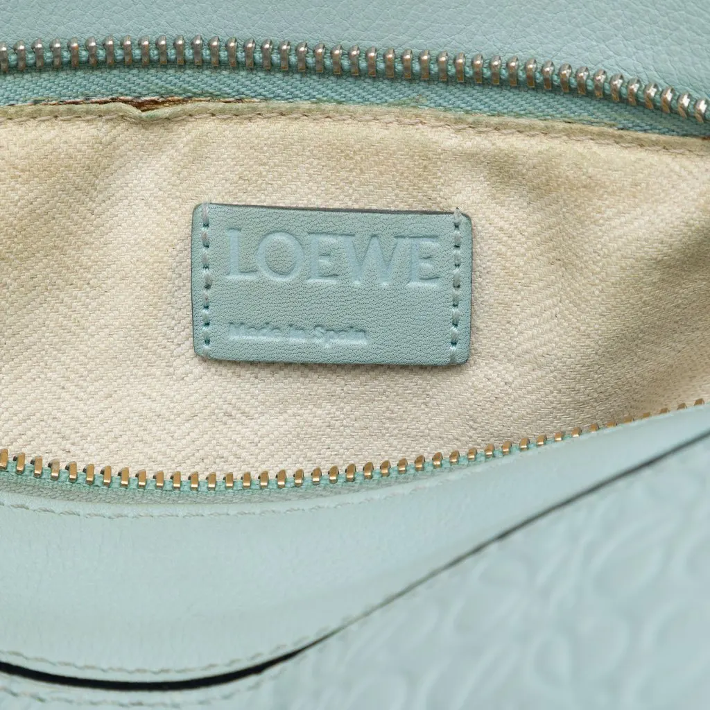 Loewe Small Anagram Embossed Calfskin Puzzle Satchel Blue Leather Good - Box View