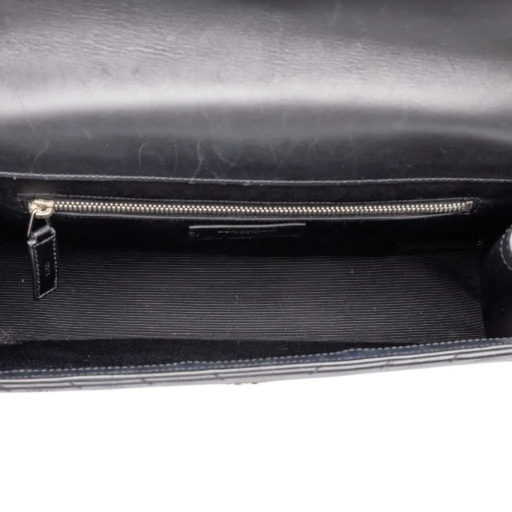 Saint Laurent Large Calfskin Chevron Monogram Envelope Bag Black Leather Good - Model View