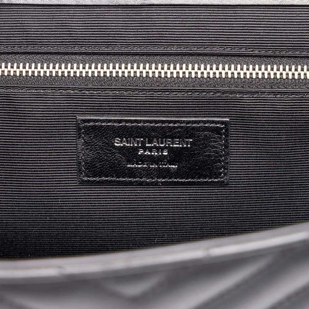 Saint Laurent Large Calfskin Chevron Monogram Envelope Bag Black Leather Good - Box View
