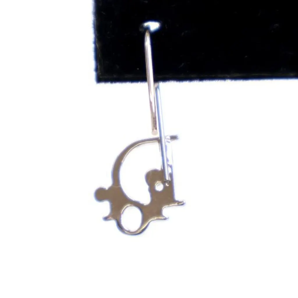 Dior Palladium Plated Logo Drop Earrings Silver Brass Very good - Inside View
