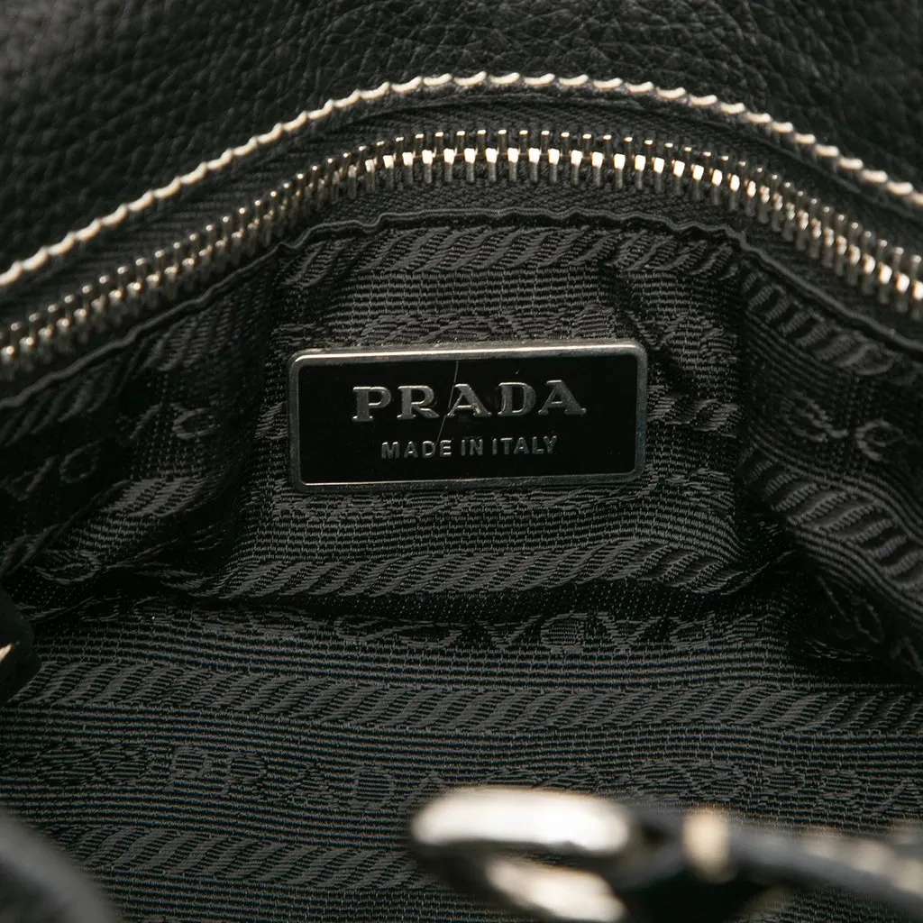 Prada Vitello Trimmed Tessuto Tote Black Very good - Box View