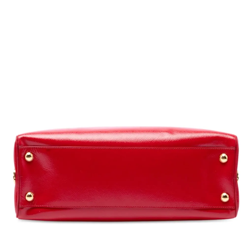 Prada Saffiano Vernice Pyramid Frame Handbag Red Leather Very good - Inside View